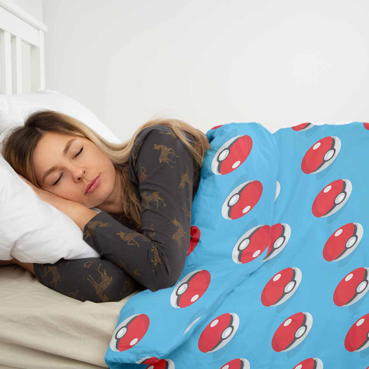 Juego de ropa de cama para terapia en azul claro con Pokemon