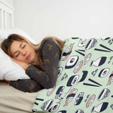 Manta terapéutica original - Funda de algodón verde claro con sushi