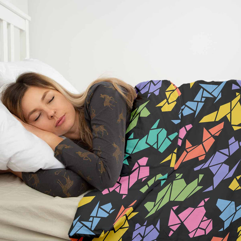 Set de ropa de cama con manta terapéutica Origami perro
