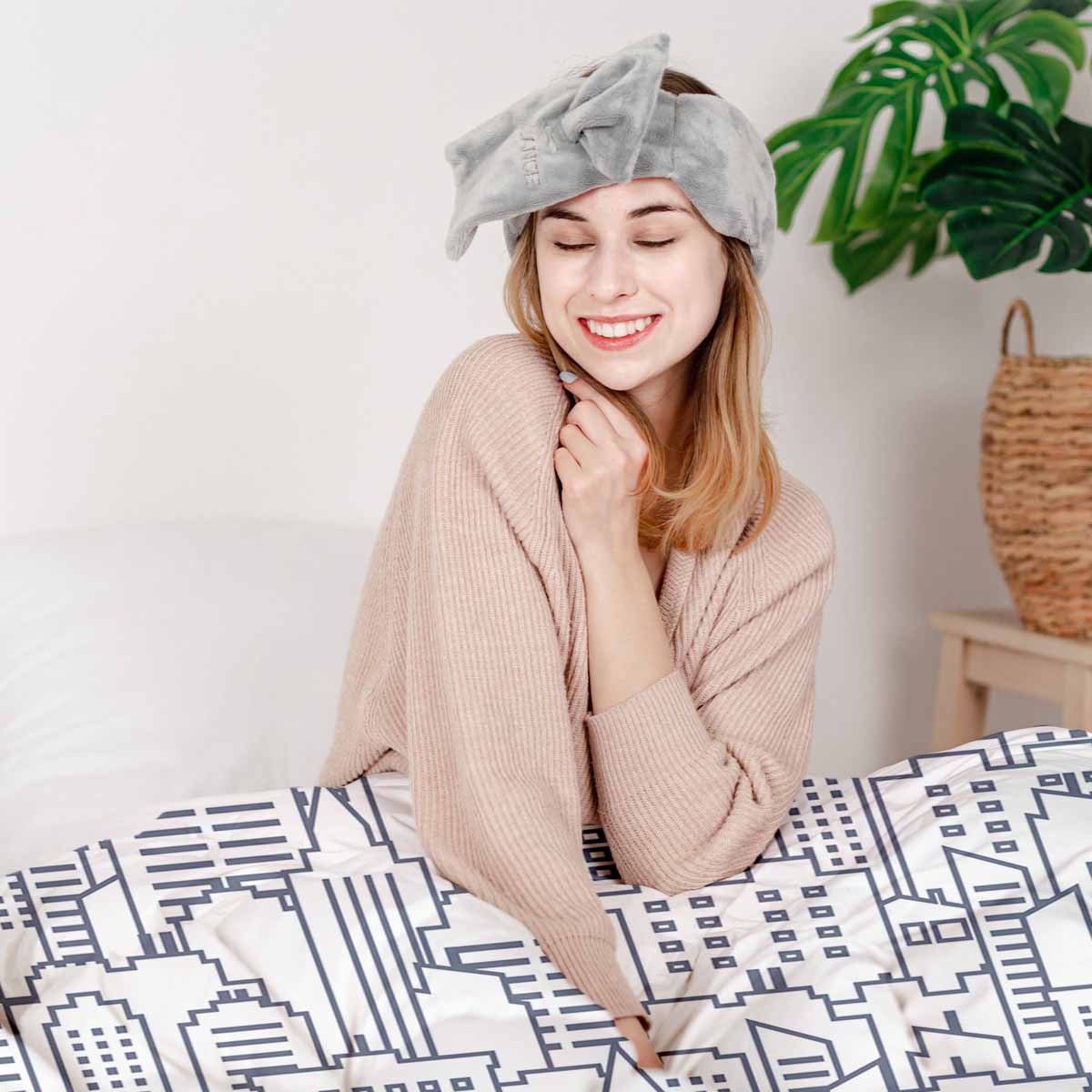 Set de ropa de cama con manta terapéutica blanco New York