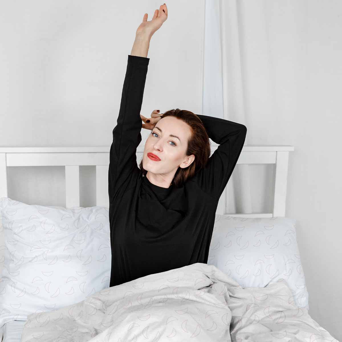 Juego de ropa de cama con mantas terapéuticas blancas con medias lunas