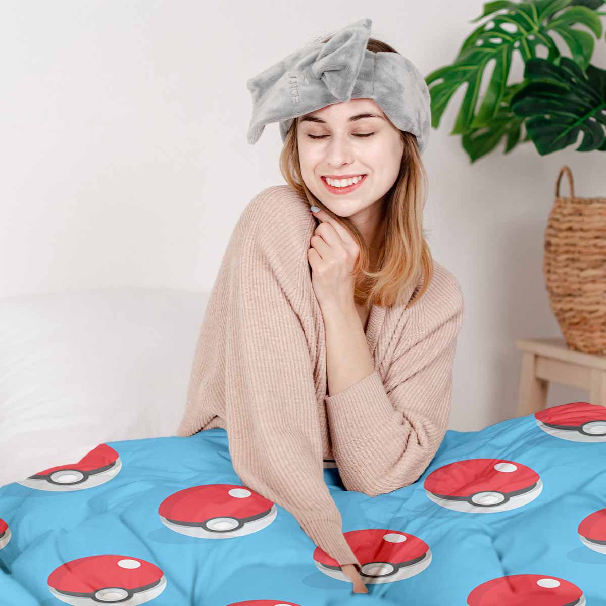 Juego de ropa de cama para terapia en azul claro con Pokemon