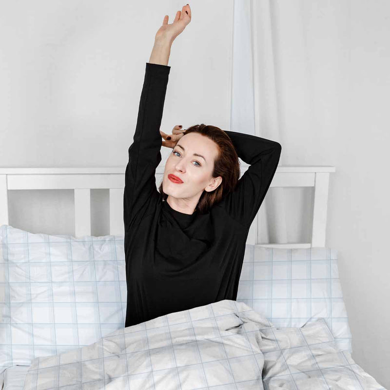Set de ropa de cama con manta terapéutica blanco azul a cuadros