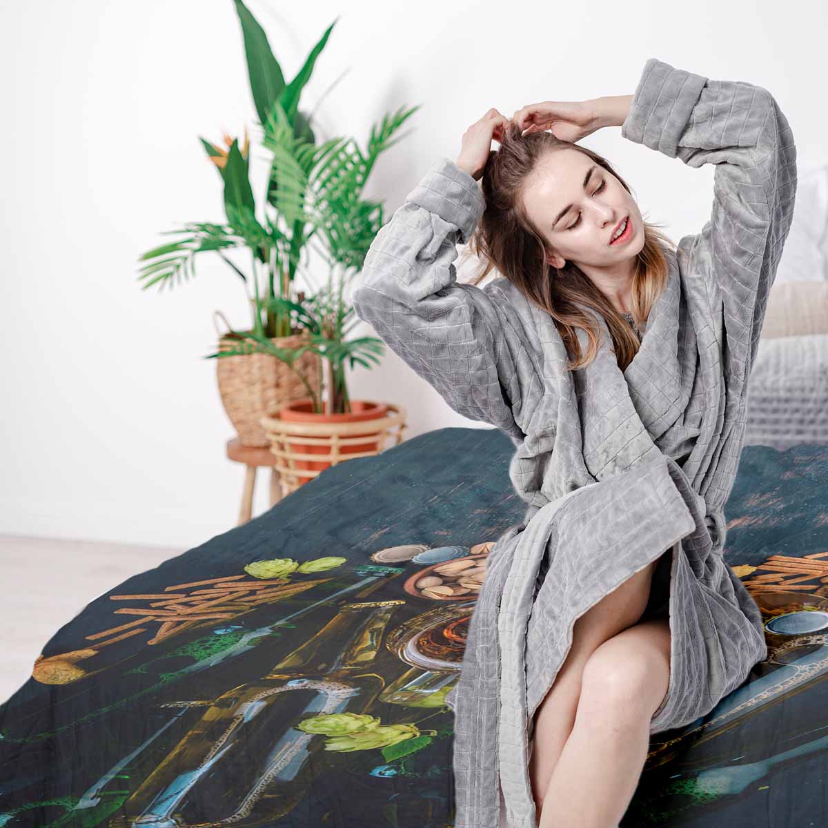 Set de ropa de cama con manta terapéutica noche italiana
