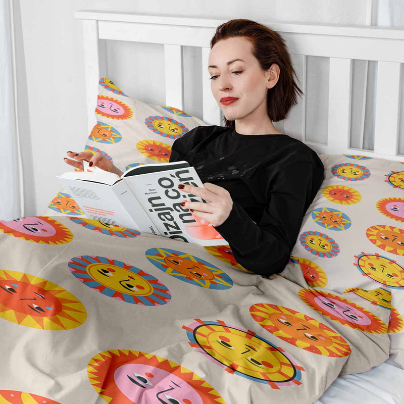 Manta terapéutica original - Funda de algodón beige con sol