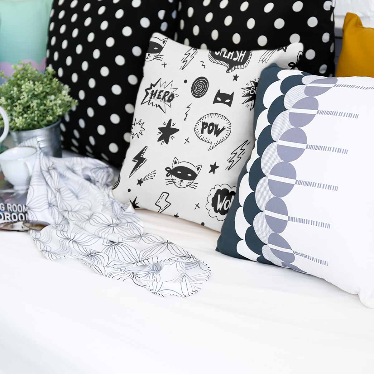 Almohada de salud blanca superhéroes