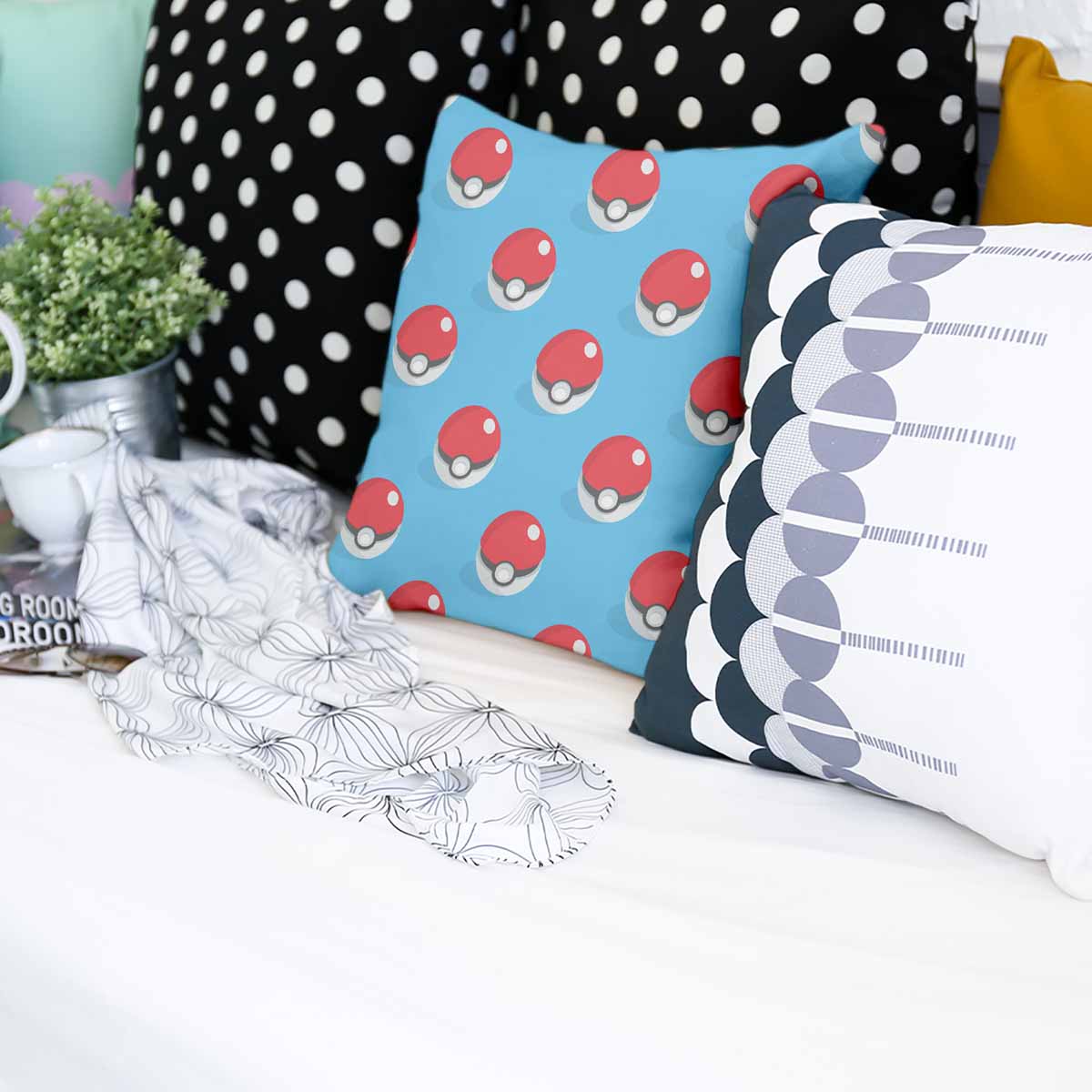 Almohada de salud azul claro con Pokemon