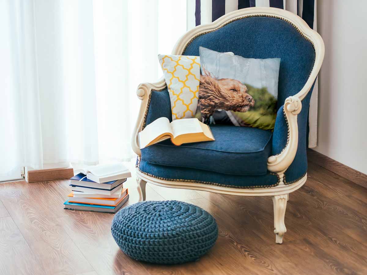 Almohada de salud con perro en el coche