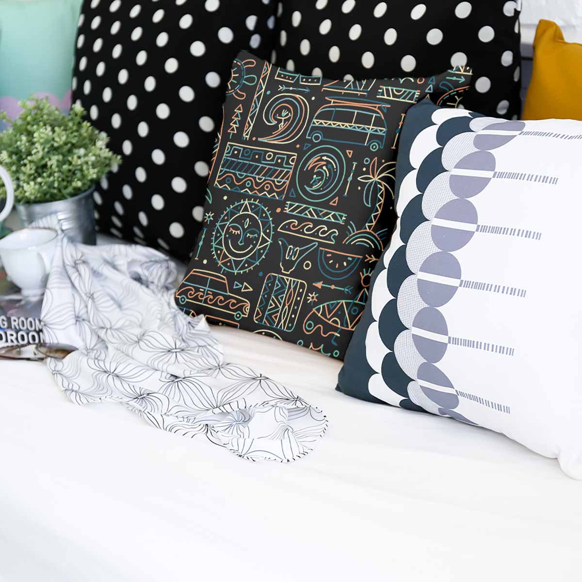 Almohada de salud con patrón hawaiano verde