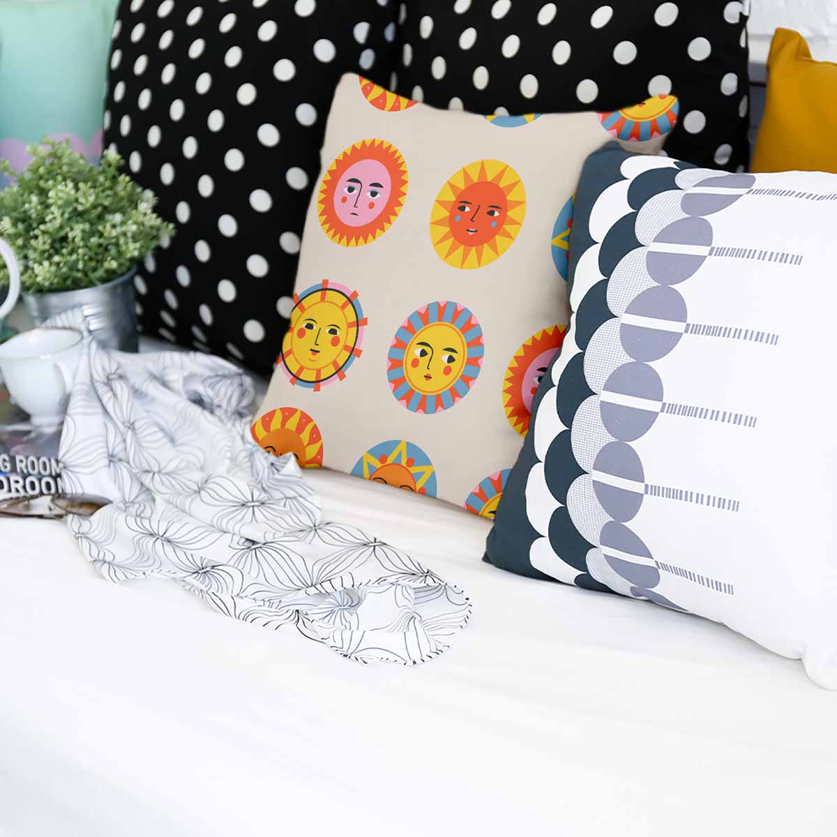 Almohada de salud beige con sol