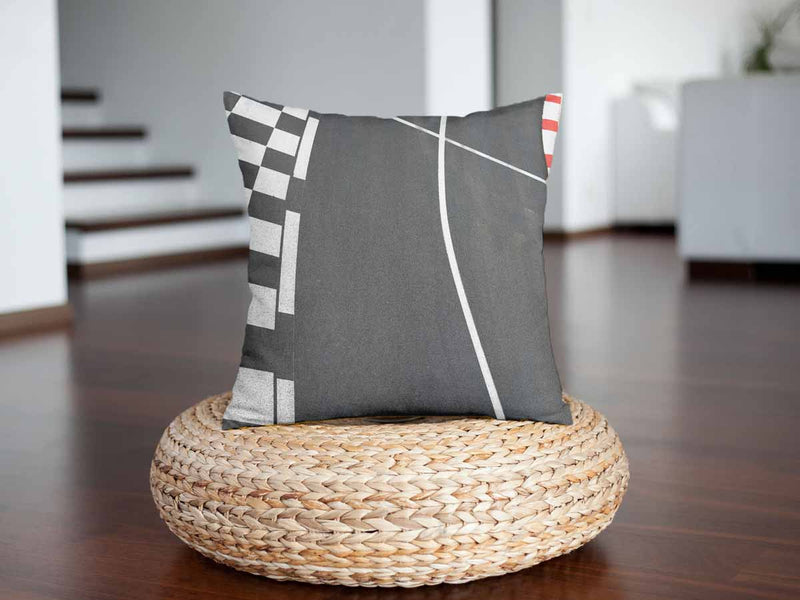 Almohada de salud gris oscuro con rayas blancas
