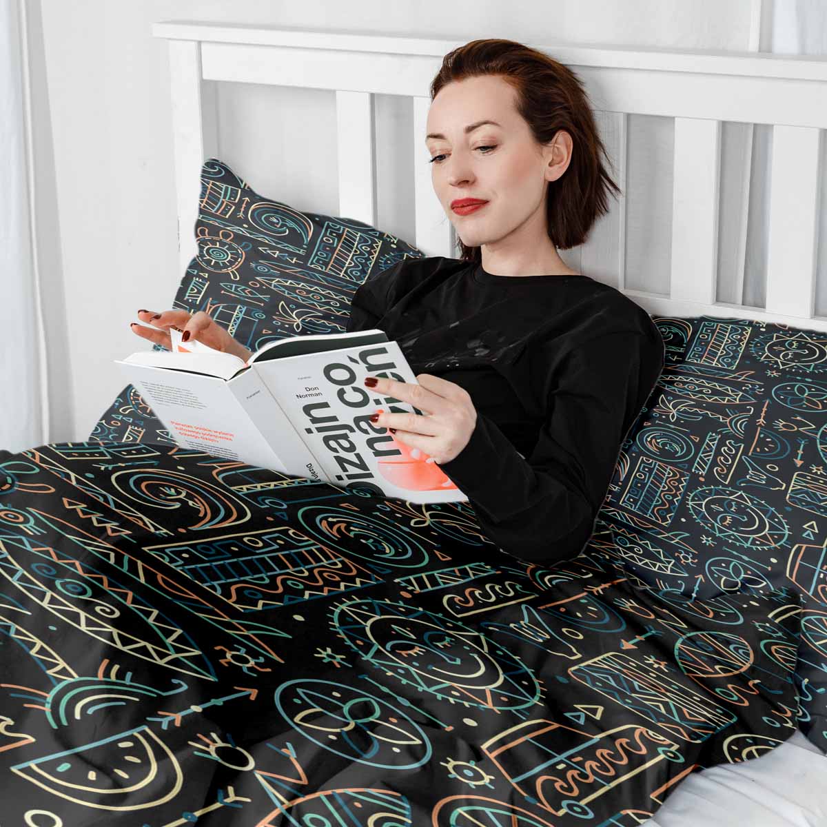 Set de ropa de cama con manta terapéutica con patrón hawaiano verde