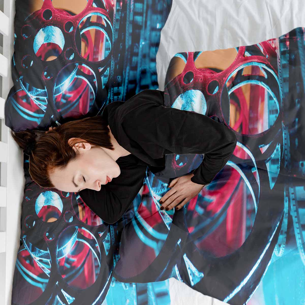 Juego de ropa de cama con manta terapéutica y mecanismo de reloj