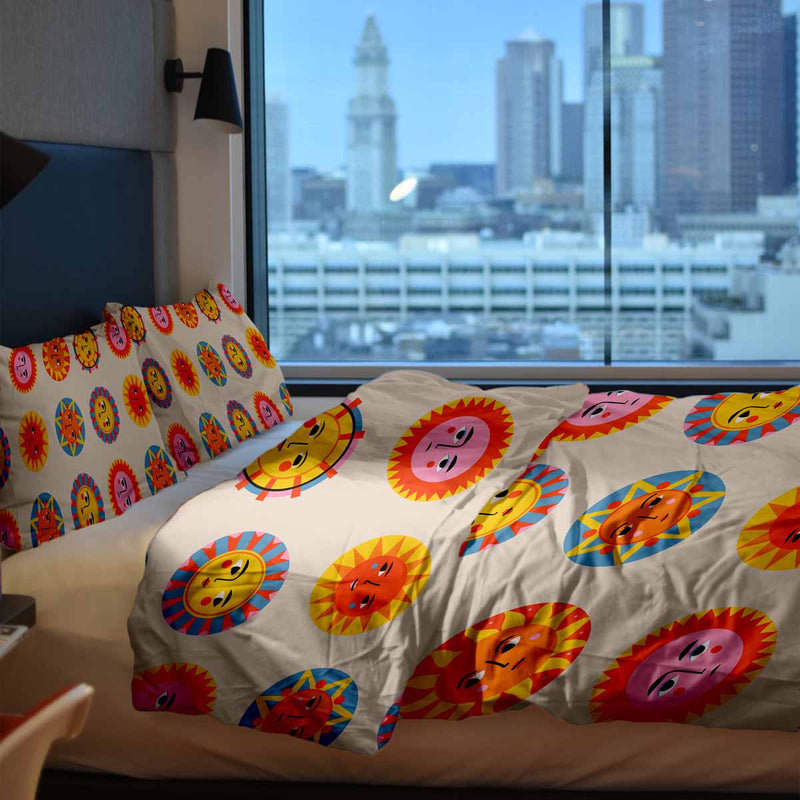 Manta terapéutica original - Funda de algodón beige con sol