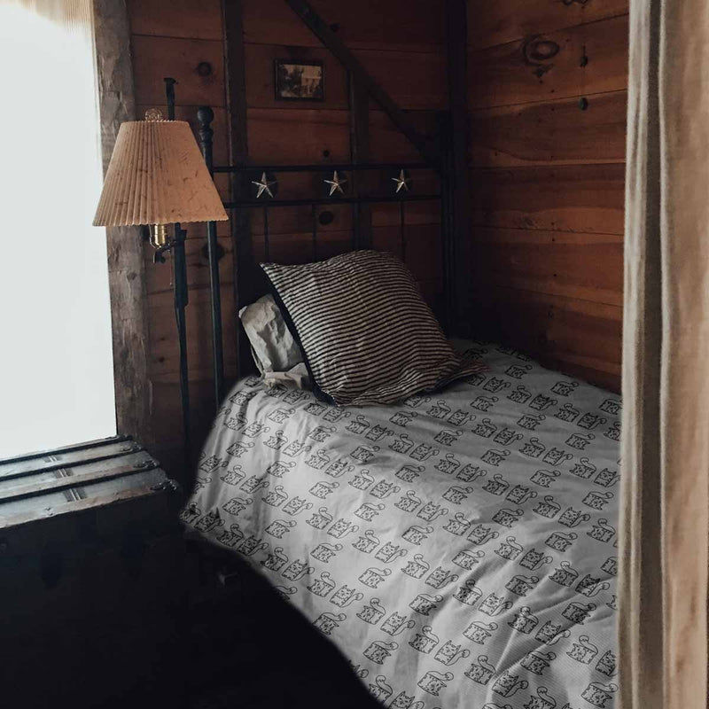 Manta terapéutica original - Funda de algodón blanca con gato