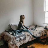 Manta terapéutica original - Funda de algodón beige con polillas