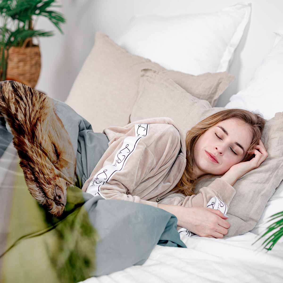 Juego de ropa de cama con manta terapéutica con perro en el coche