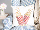Almohada de salud blanca con palomitas de maíz