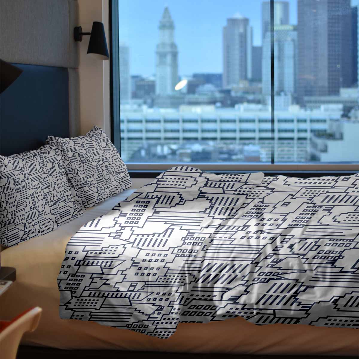 Set de ropa de cama con manta terapéutica blanco New York