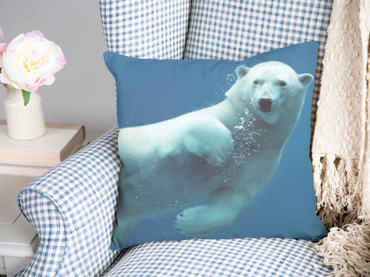 Almohada de salud azul con oso polar