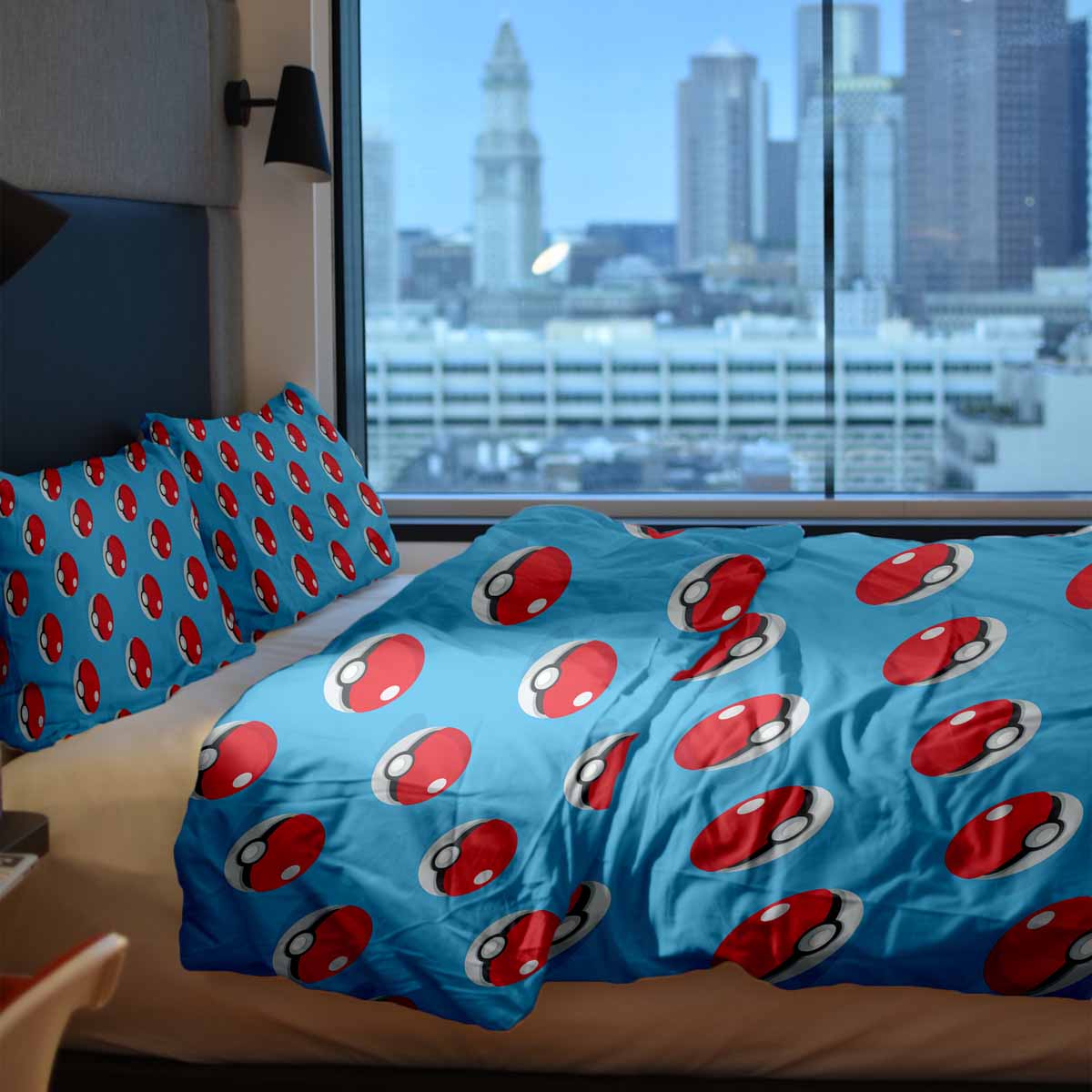 Juego de ropa de cama para terapia en azul claro con Pokemon