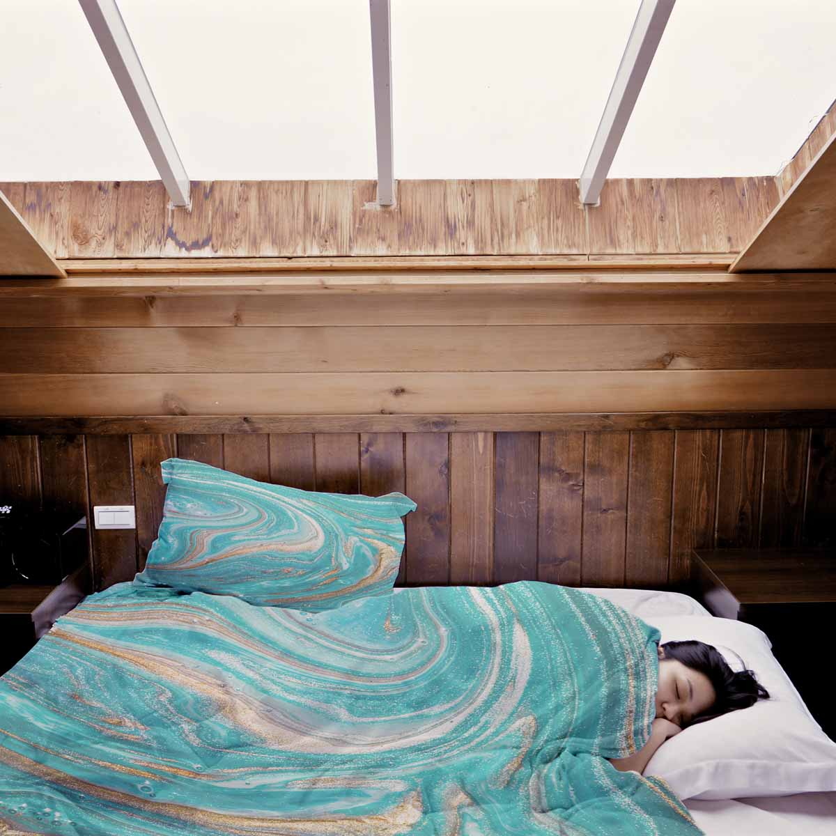 Set de ropa de cama con manta terapéutica mármol turquesa