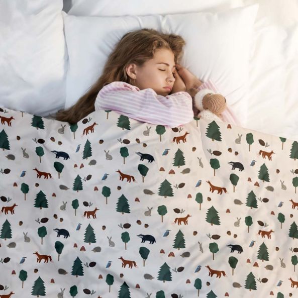 Manta terapéutica original - Manta con peso de animales del bosque con funda de algodón para niños