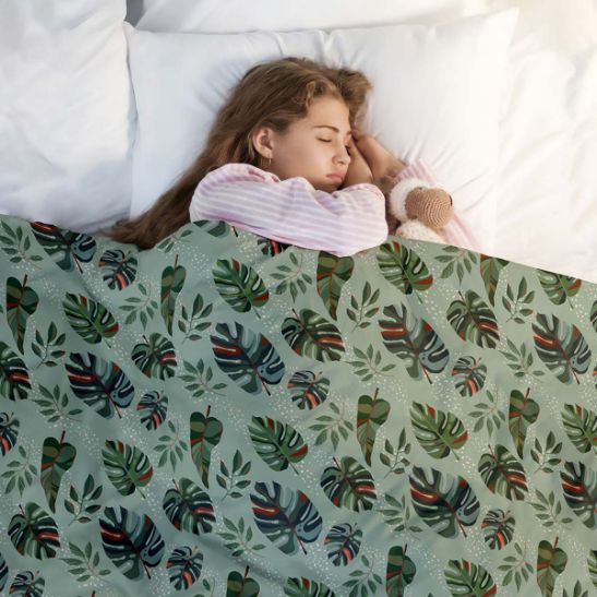 Manta terapéutica original - Funda de algodón Monstera oscura