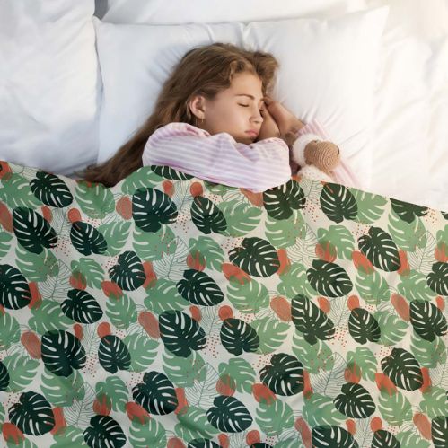 Manta terapéutica original - Funda de algodón Monstera clara