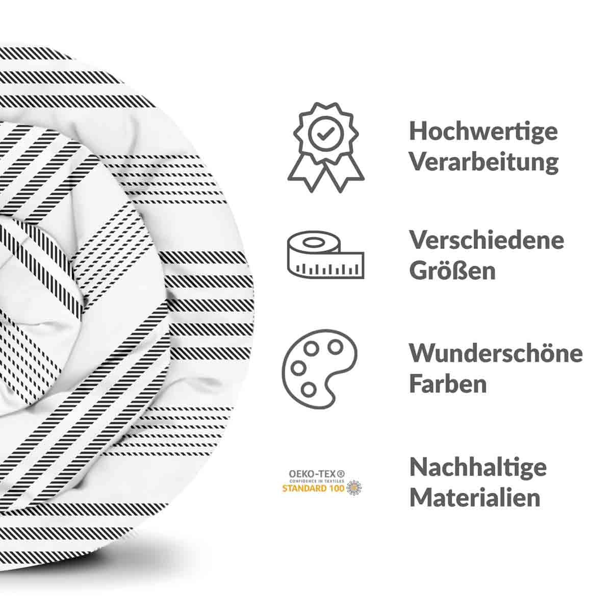 Manta terapéutica original - Funda de algodón gris con rayas gruesas y delgadas