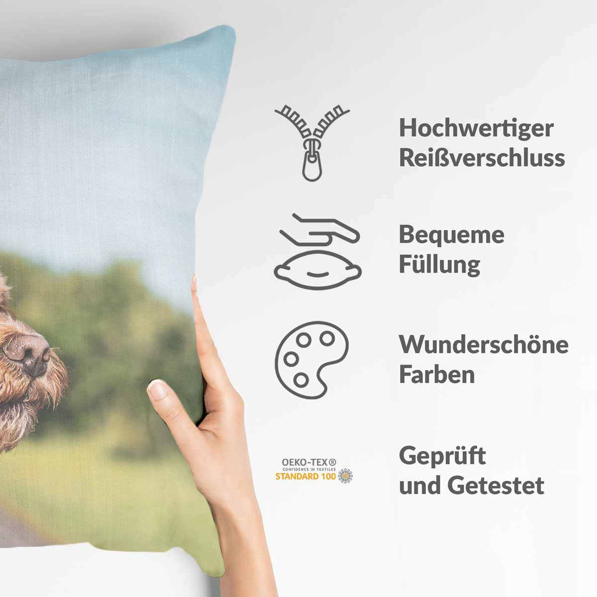 Almohada de salud con perro en el coche