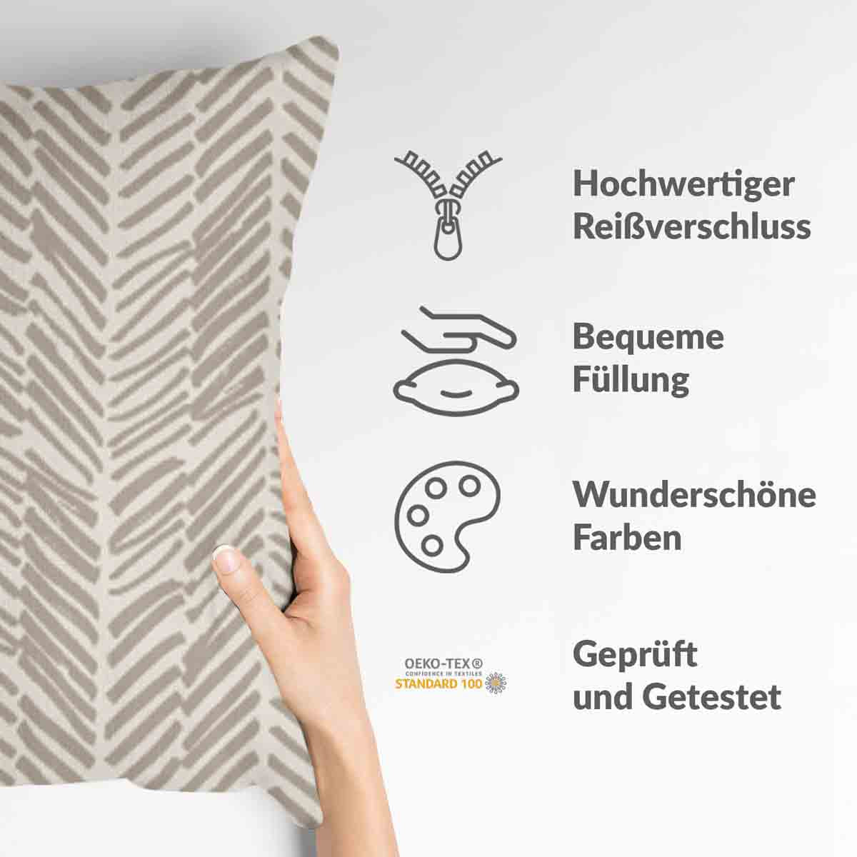 Almohada de salud beige con rayas