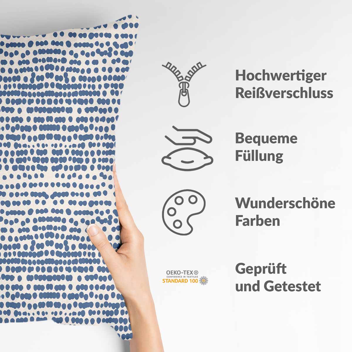 Almohada de salud con puntos azules