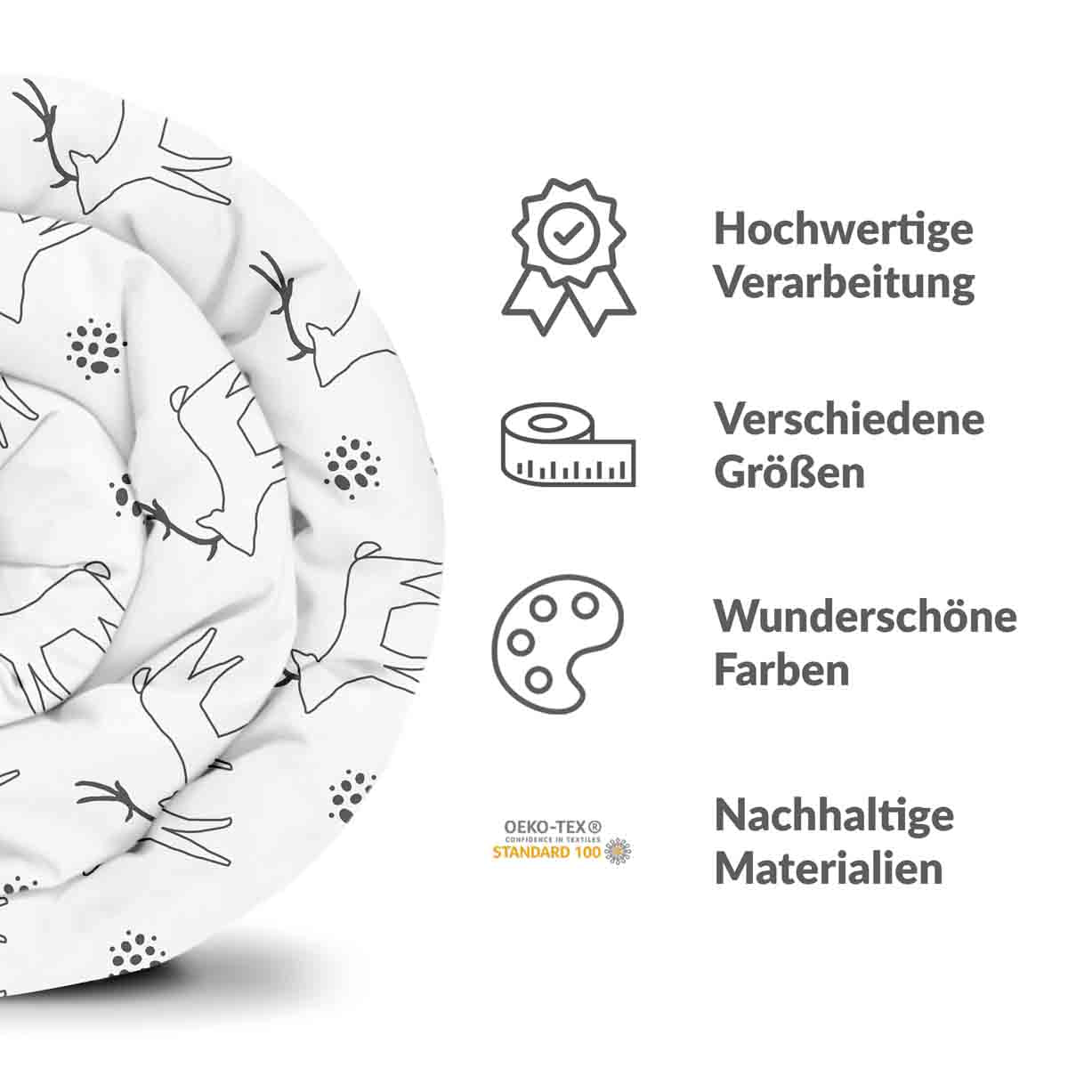 Manta terapéutica original - Funda de algodón blanca con ciervo