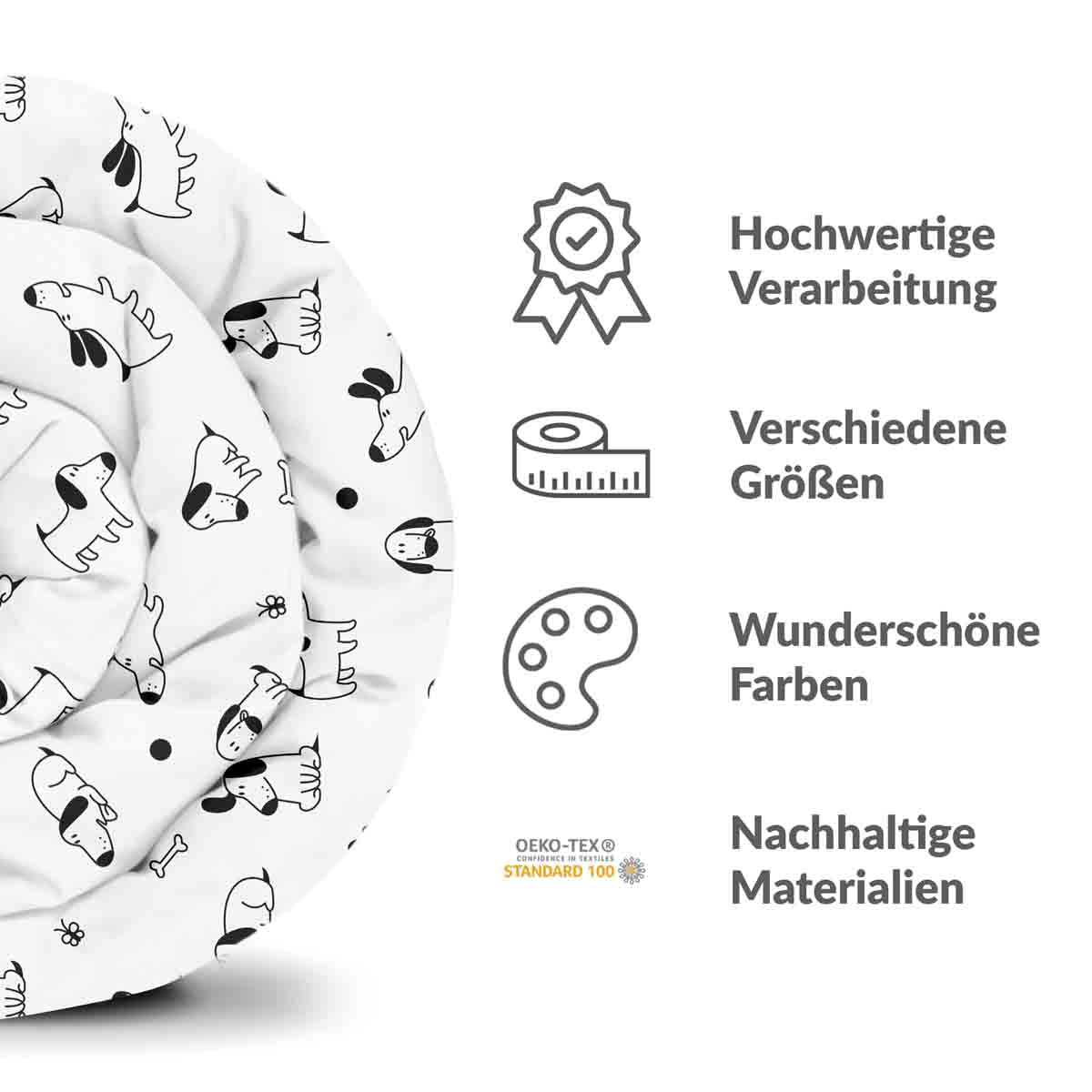 Manta terapéutica original - Funda de algodón blanca con perros