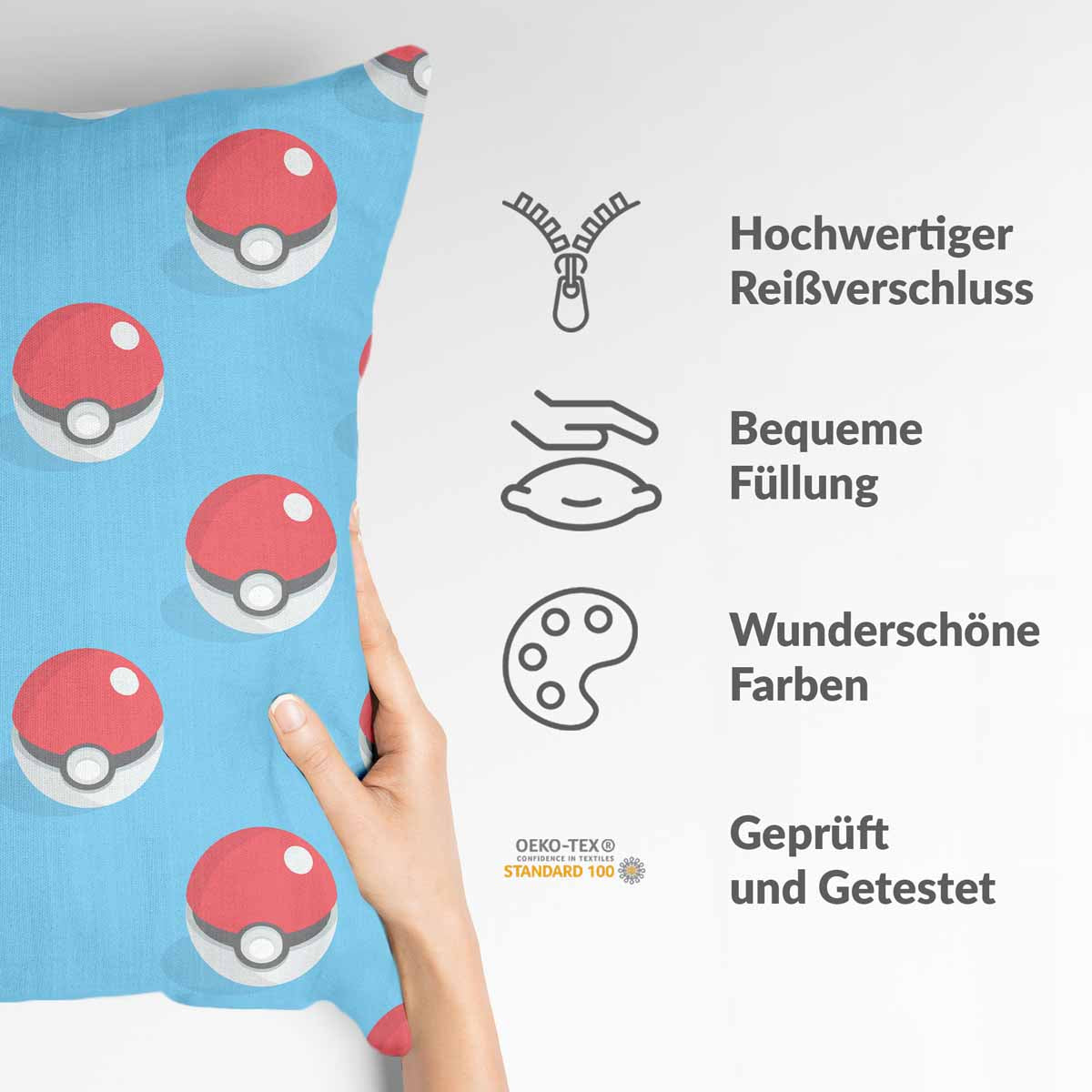 Almohada de salud azul claro con Pokemon