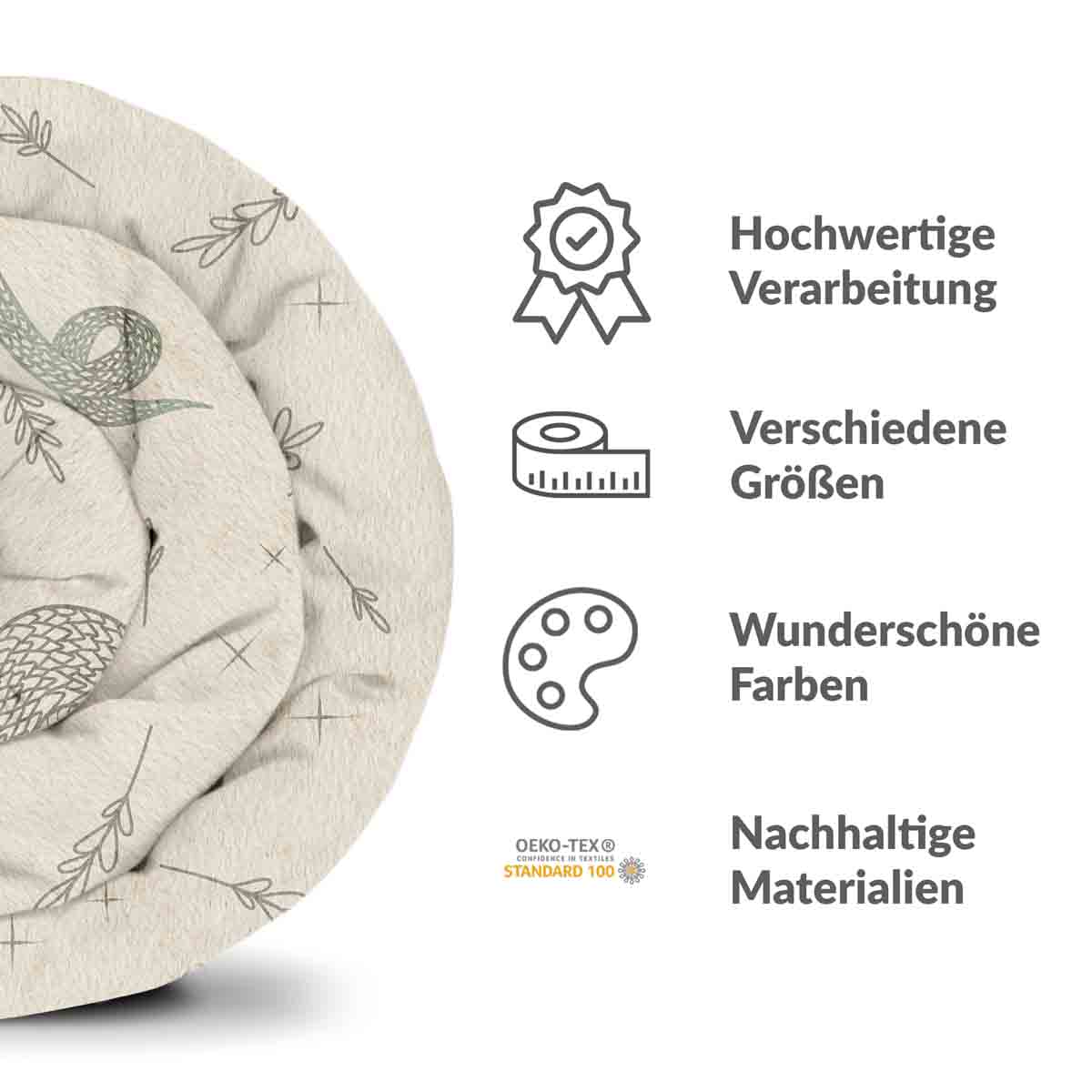 Juego de ropa de cama beige con serpiente de mantas terapéuticas