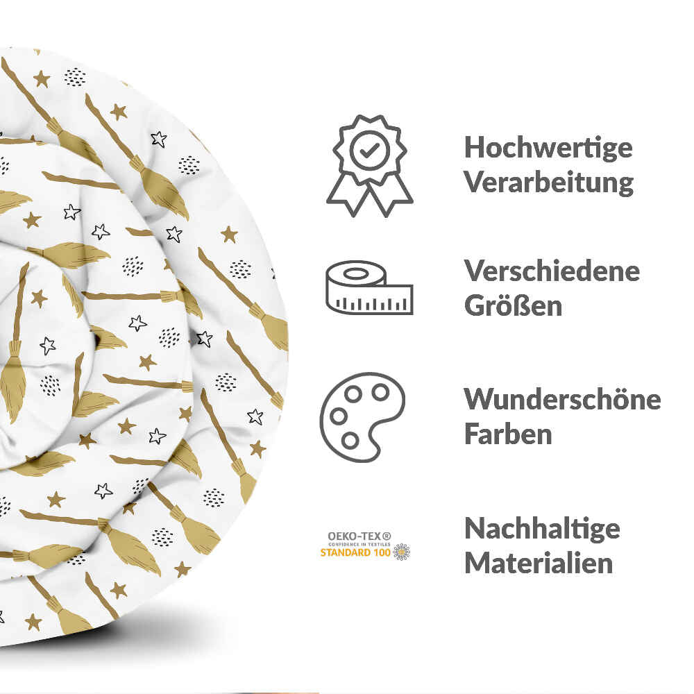 Manta terapéutica original - Funda de algodón blanca con la escoba de Harry