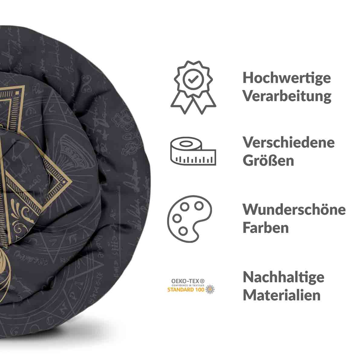Juego de ropa de cama con manta terapéutica negro místico mandala