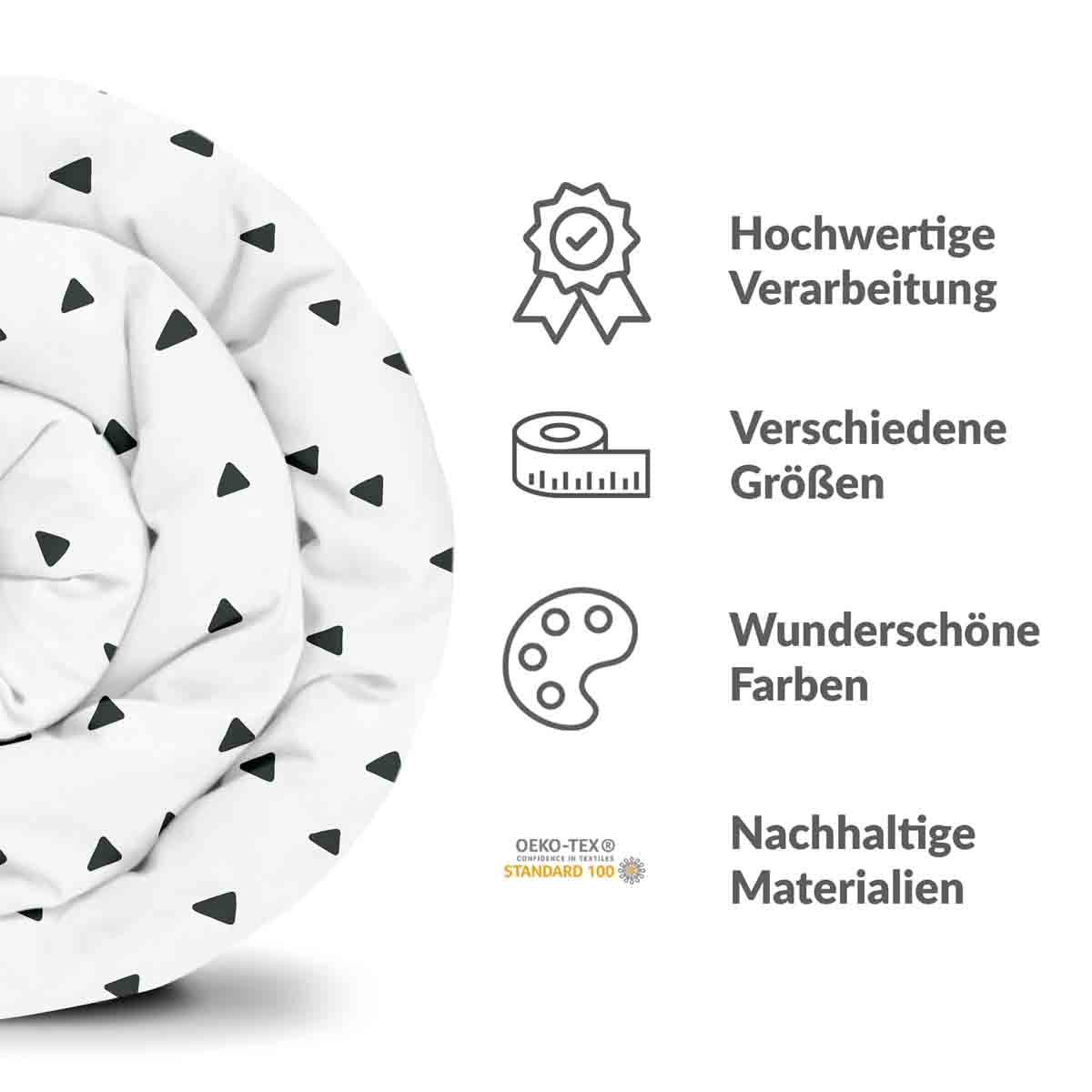 Manta terapéutica original - Funda de algodón blanca con triángulos en negro