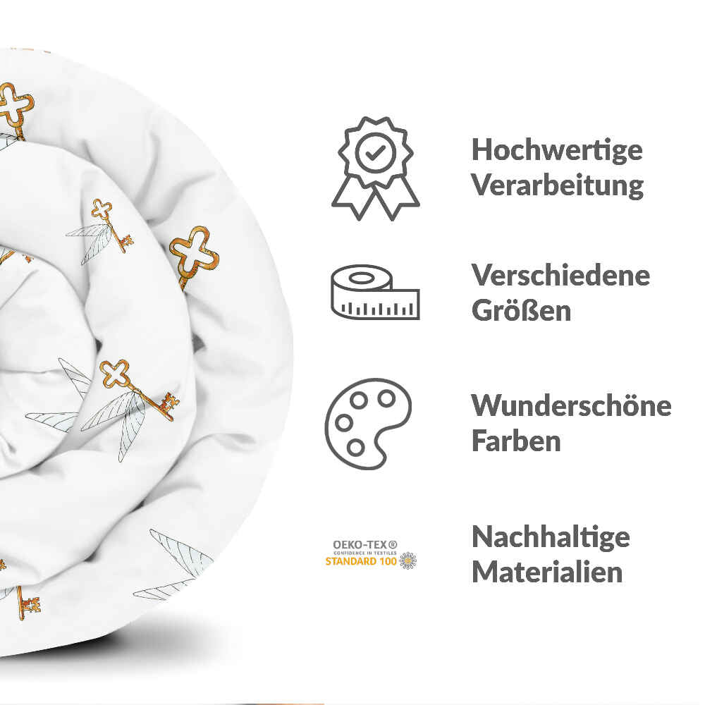 Manta terapéutica original - Funda de algodón blanca con llave voladora