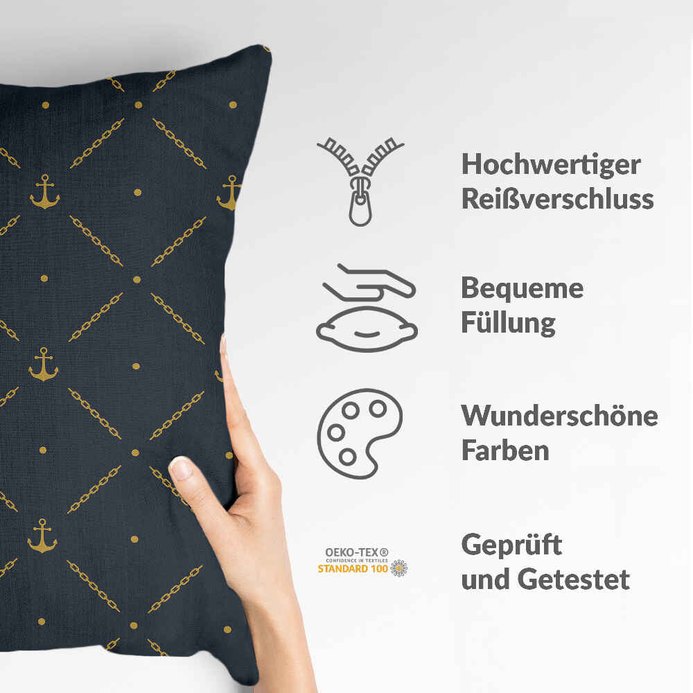 Almohada de salud azul con ancla