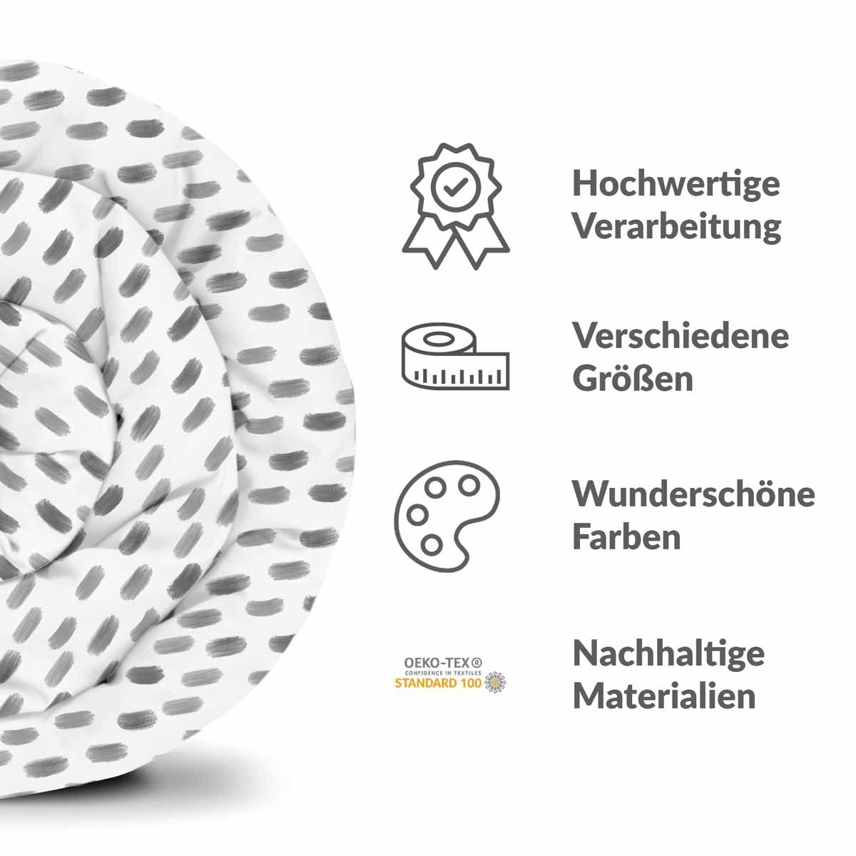 Manta terapéutica original - Funda de algodón blanca con motas grises