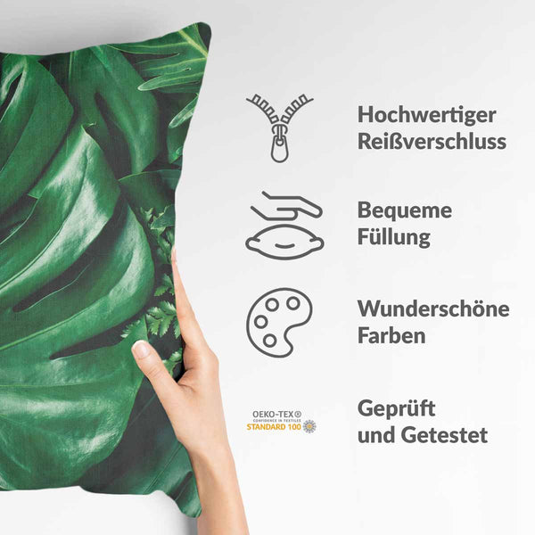 Almohada de salud con planta Monstera