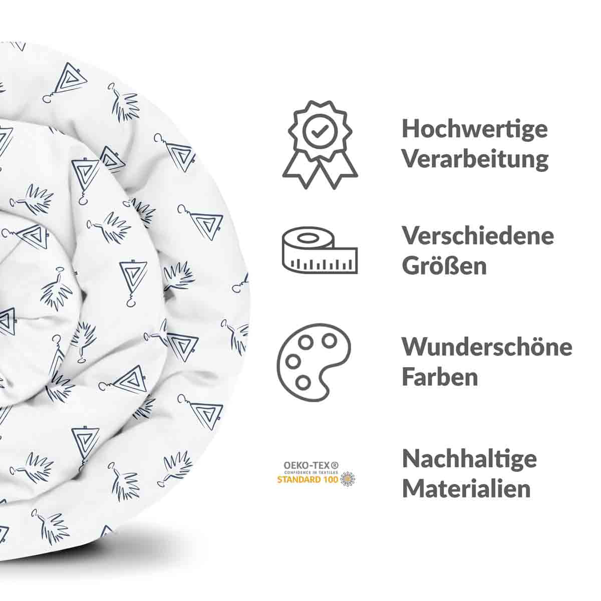 Manta terapéutica original - Funda de algodón blanca con pendientes bohemios