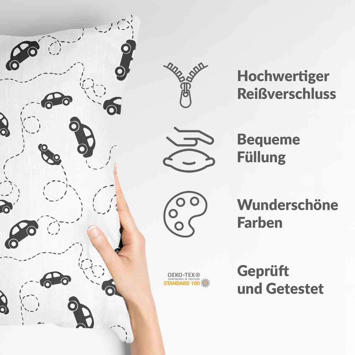 Almohada de salud con autos negros