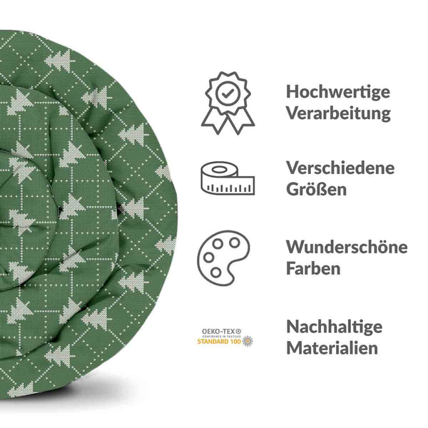 Set de ropa de cama con mantas terapéuticas verde con abetos