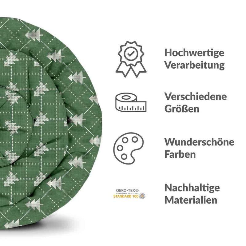 Set de ropa de cama con mantas terapéuticas verde con abetos