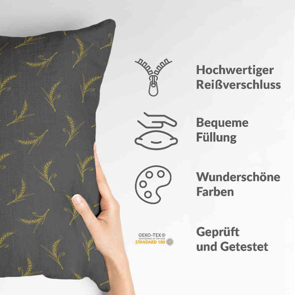 Almohada de salud gris con trigo