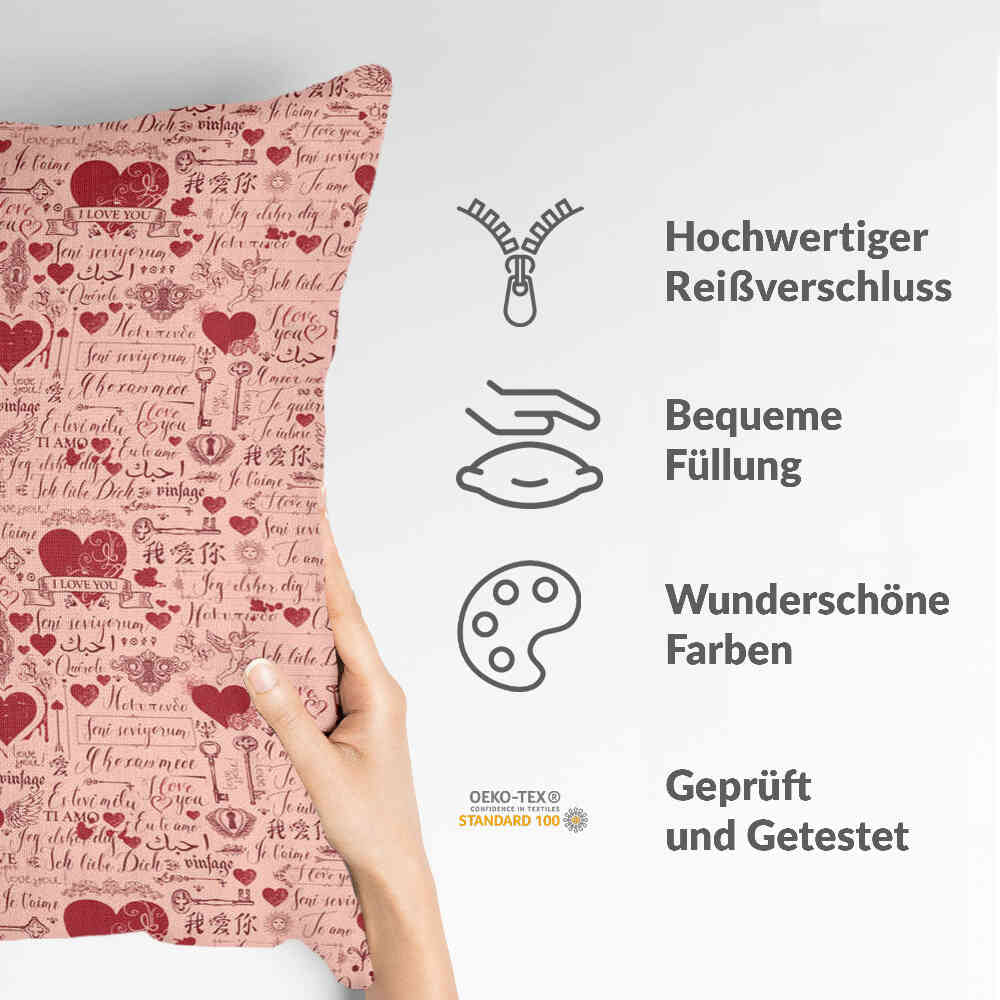 Almohada de salud rosa Te amo